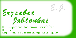 erzsebet jablonkai business card